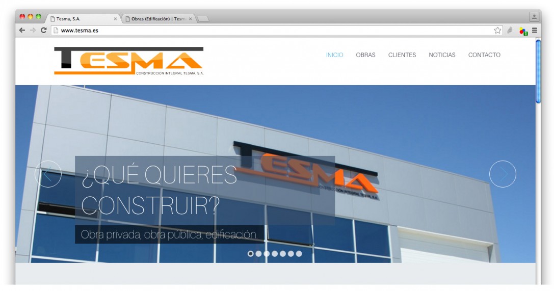 Página Web de la constructora Tesma